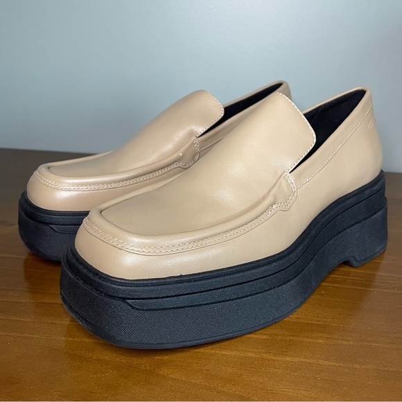 VAGABOND Carla Lark Chunky Platform 90s Y2K Loafers Tan Beige Leather 39 9 NWOB - Picture 7 of 16